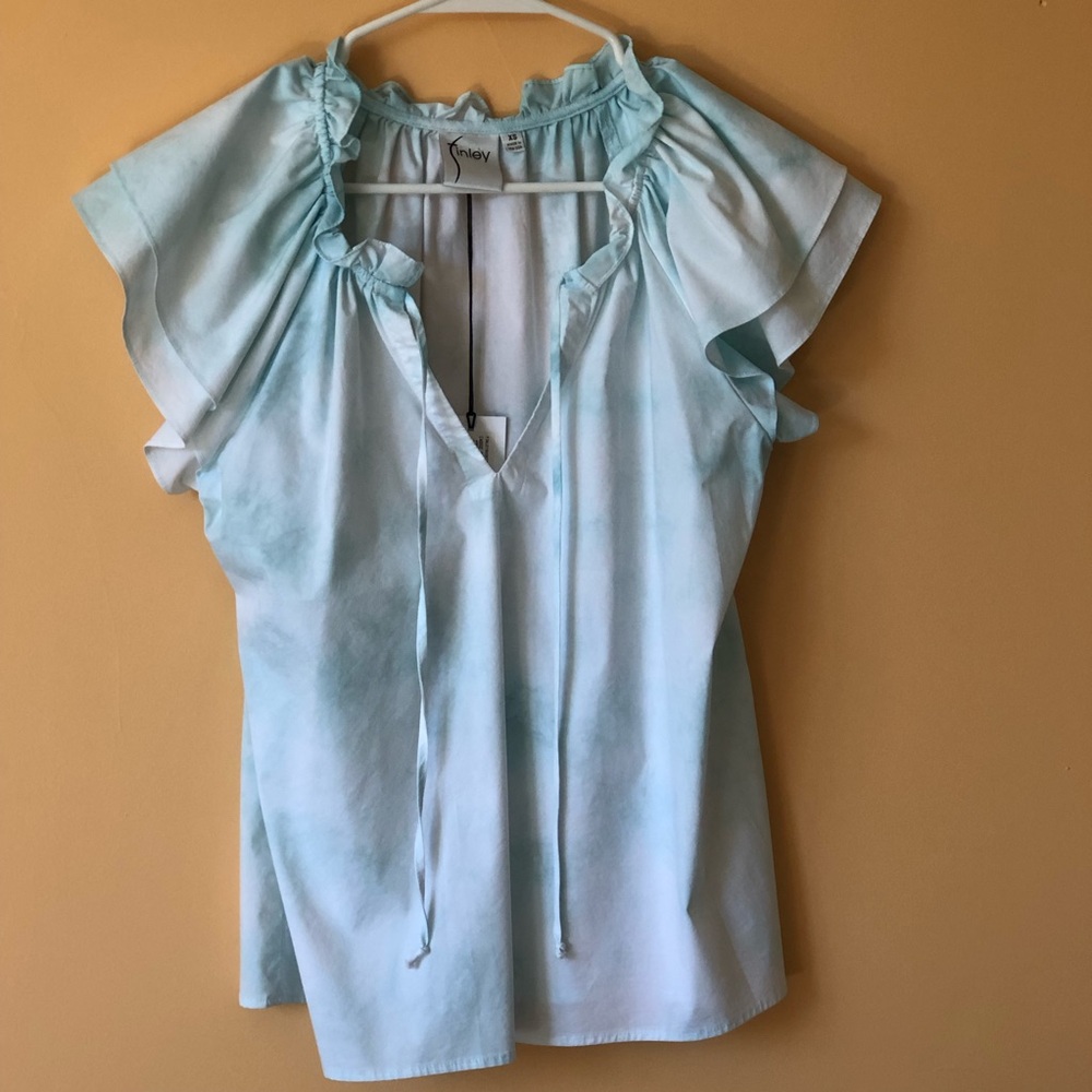 Finley Cassie HAND DYED Ruffle Sleeve shirt top New with Tags